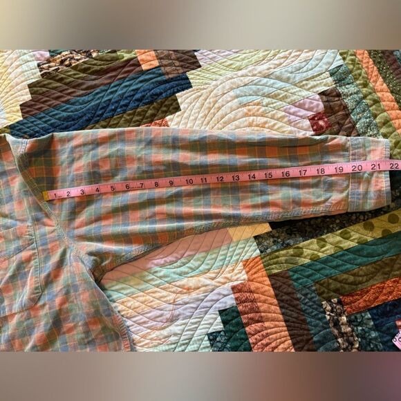 The Territory Ahead Corduroy Button Shirt Plaid size XL Cropped Distressed - Picture 8 of 8